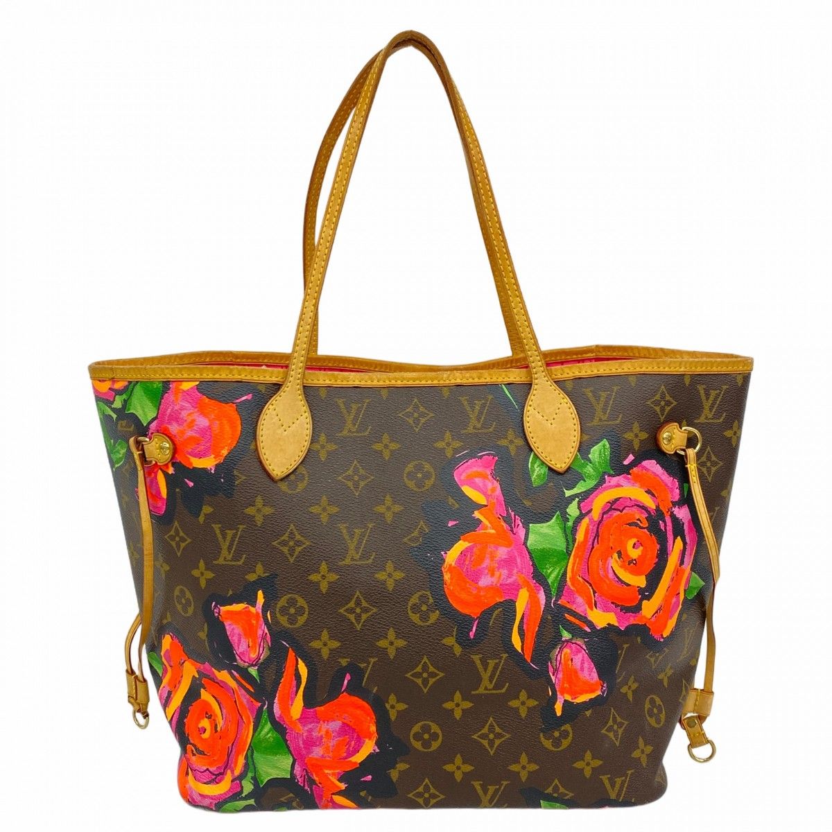 6 ab 0866-k ルイヴィトン トートバッグ モノグラム ローズ ネヴァーフルMM M 48613 ブラウン ピンク レディース