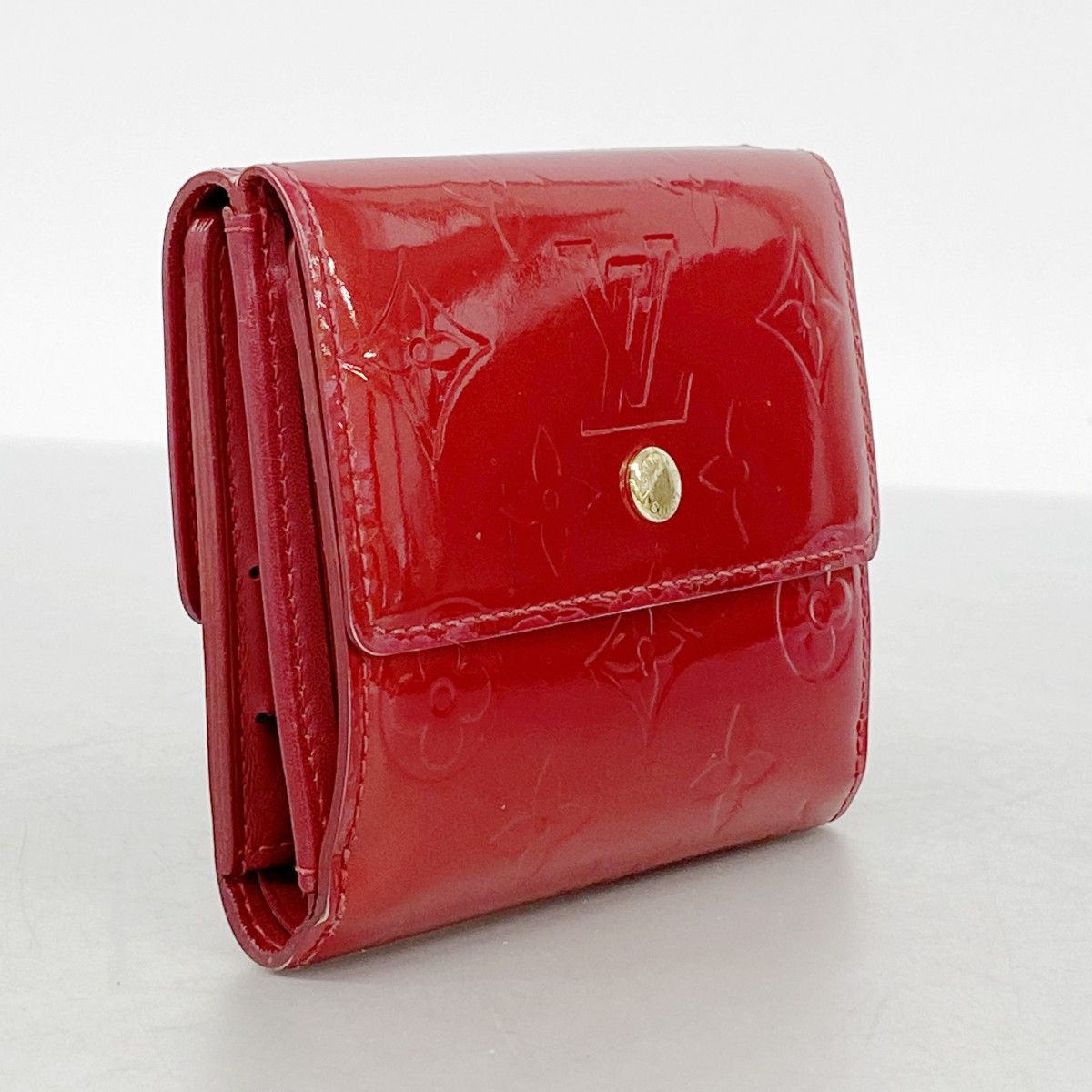 6 ab 0864 ルイヴィトン 三つ折り財布 ヴェルニ ポルトモネビエ カルトクレディ M 93529 ポムダムール レディース