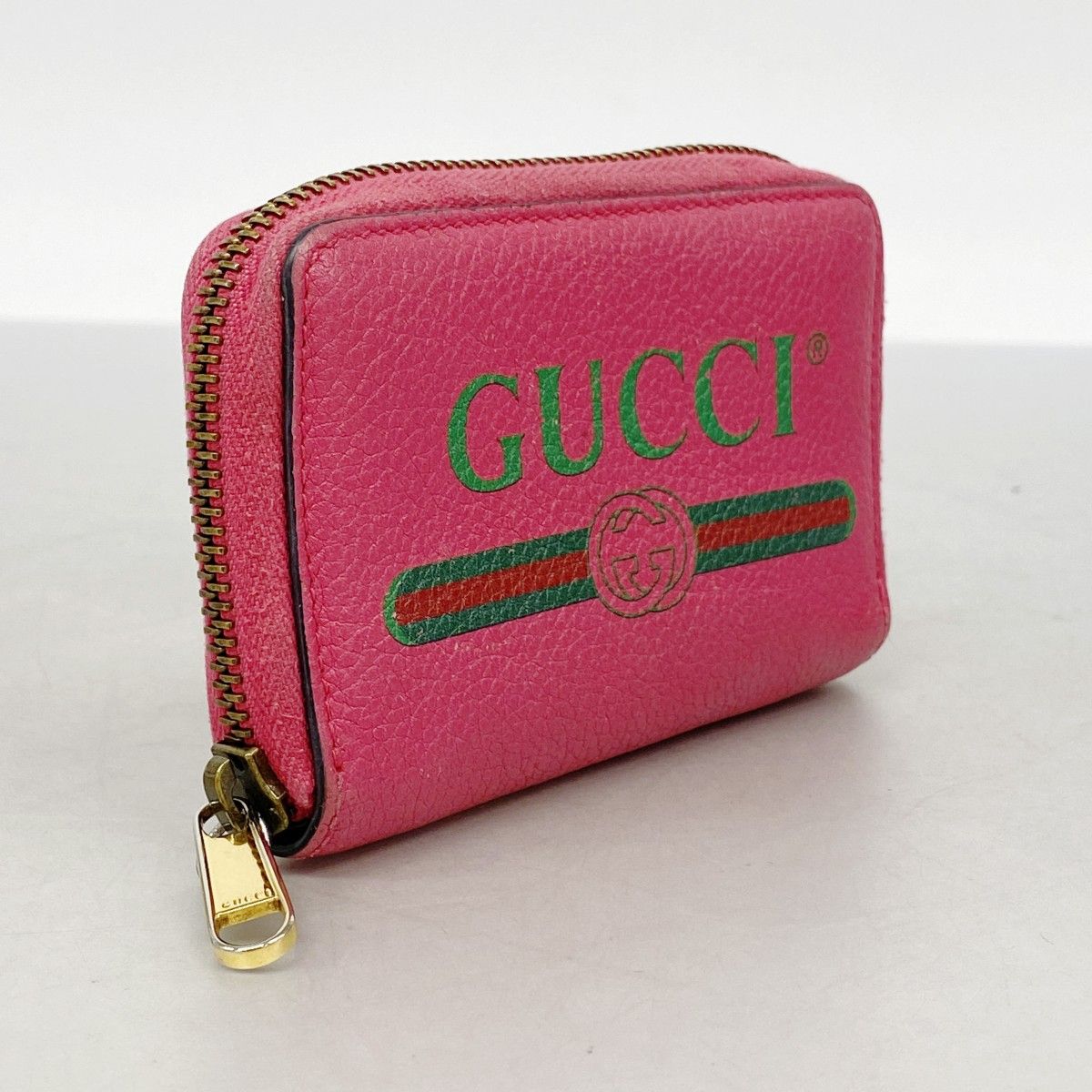 6 ab 0921 グッチ コインケース 496319 レザー ピンク ゴールド金具 レディース