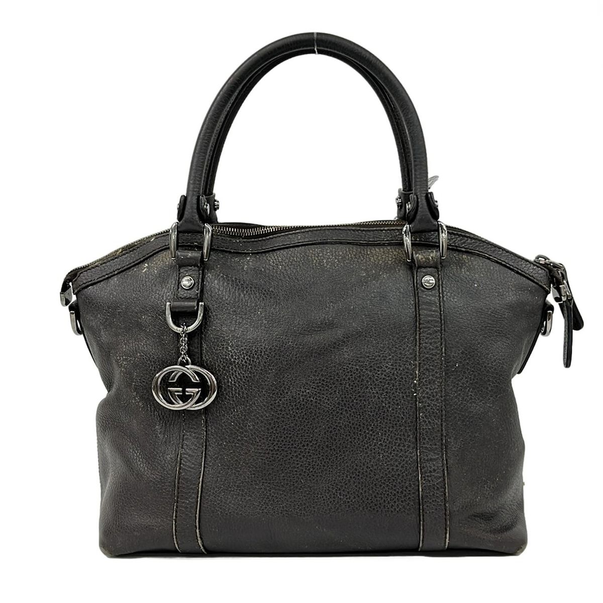 GUCCI グッチ ハンドバッグ インターロッキングG 341503 ダークブラウン レザー