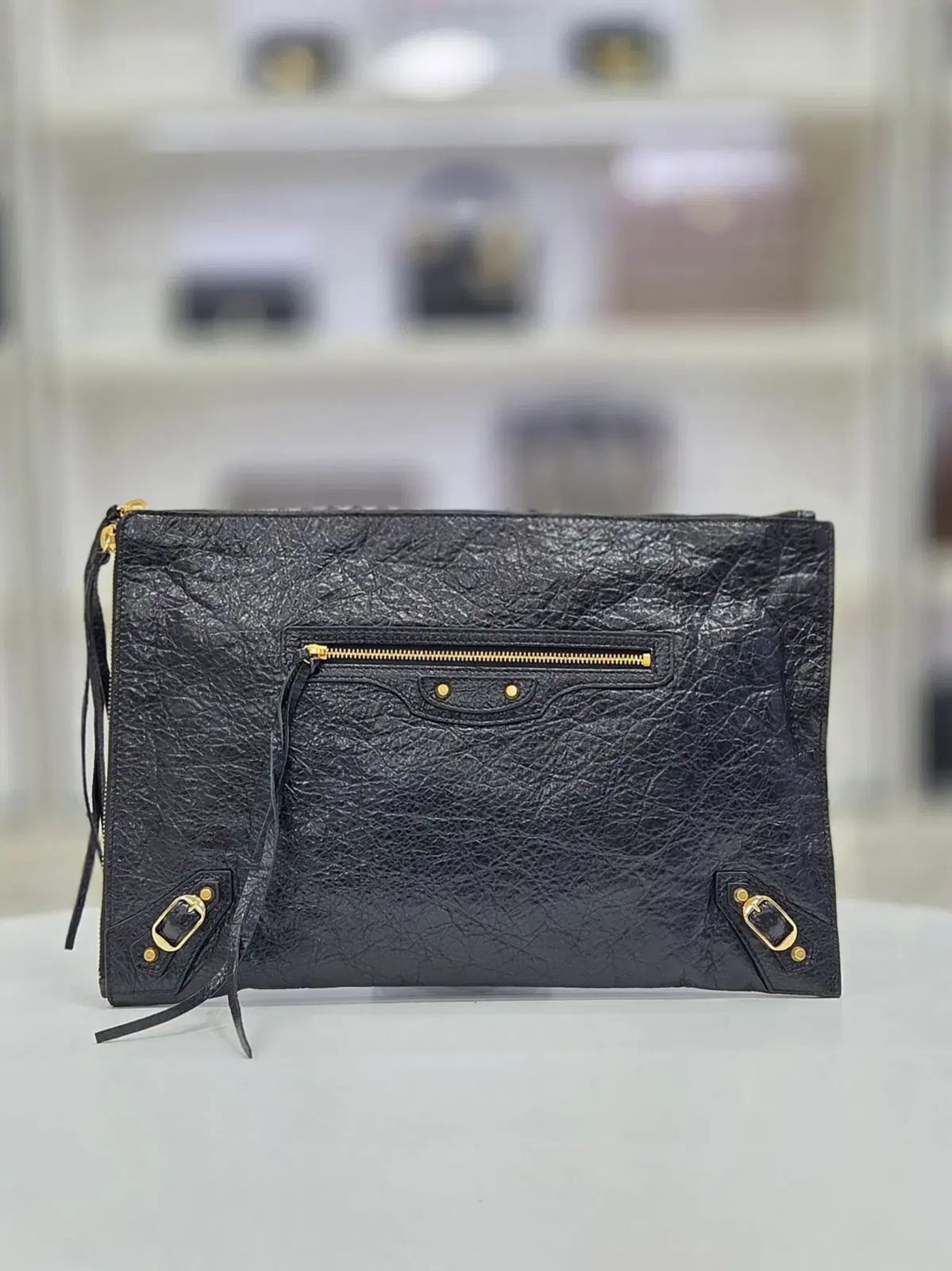 バレンシアガ モーター クラシック ゴールド ジップアップ クラッチバッグ 362967