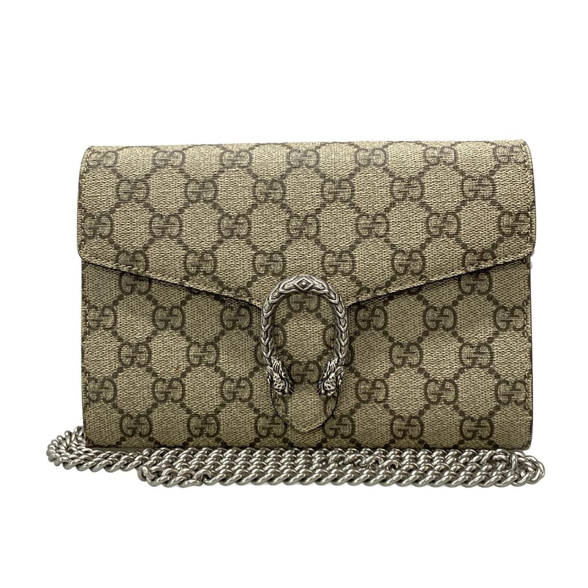 GUCCI グッチ 財布 ディオニュソス チェーンウォレット 401231 ベージュ×レッド チェーンウォレット|ショルダーストラップ取り外し可