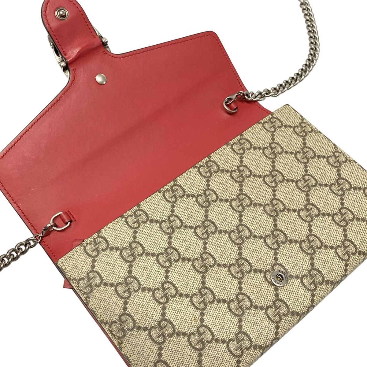 GUCCI グッチ 財布 ディオニュソス チェーンウォレット 401231 ベージュ×レッド チェーンウォレット|ショルダーストラップ取り外し可