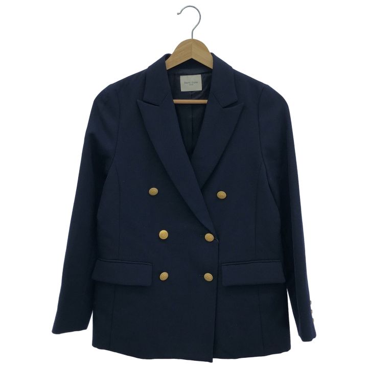 Demi-Luxe BEAMS デミルクスビームス ドライギャバジン 6ボタン ダブルジャケットネイビー34