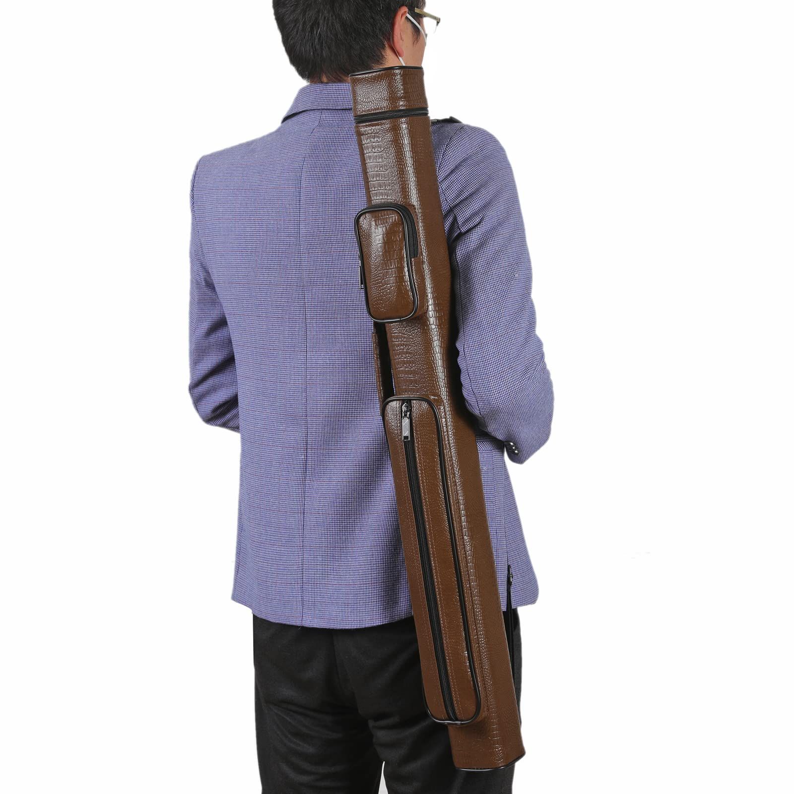 新品 [ダイセイ]ビリヤードキューケース (ブラウンクロコダイル調(2×2