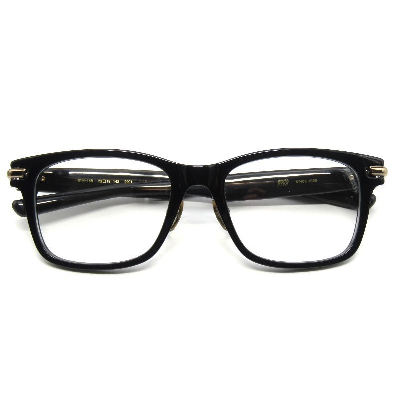 ♥ 999.9 フォーナインズ メガネフレーム NPM-148 日本製 ウェリントン 9901 クリアブラック|ゴールド