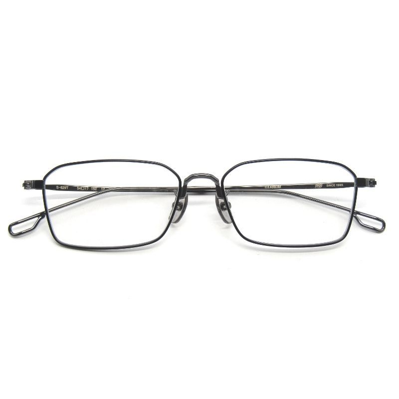 ♥ 999.9 フォーナインズ メガネフレーム S-629 T 日本製 スクエア メタル 12 ガンメタリック|ブラックマット