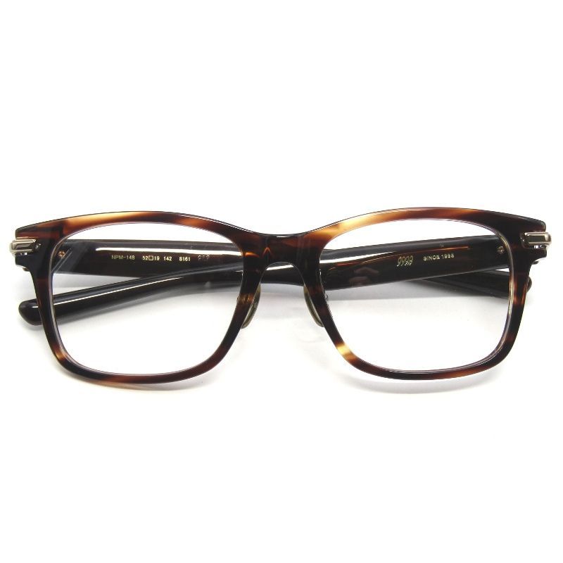 ♥ 999.9 フォーナインズ メガネフレーム NPM-148 日本製 ウェリントン 8161 アンバーササ|ホワイトゴールド