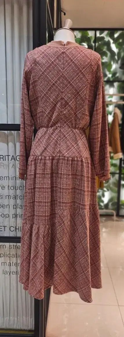 DEWL グリッター パルサート ウエストゴム アシンメトリーフィット ツイード ONE PIECE インディーピンク