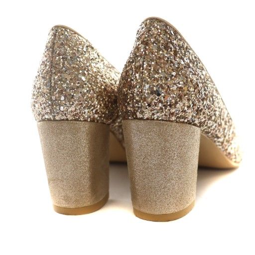 ダイアナ DIANA ゴールドグリッターポインテッドトゥヒールパンプス
