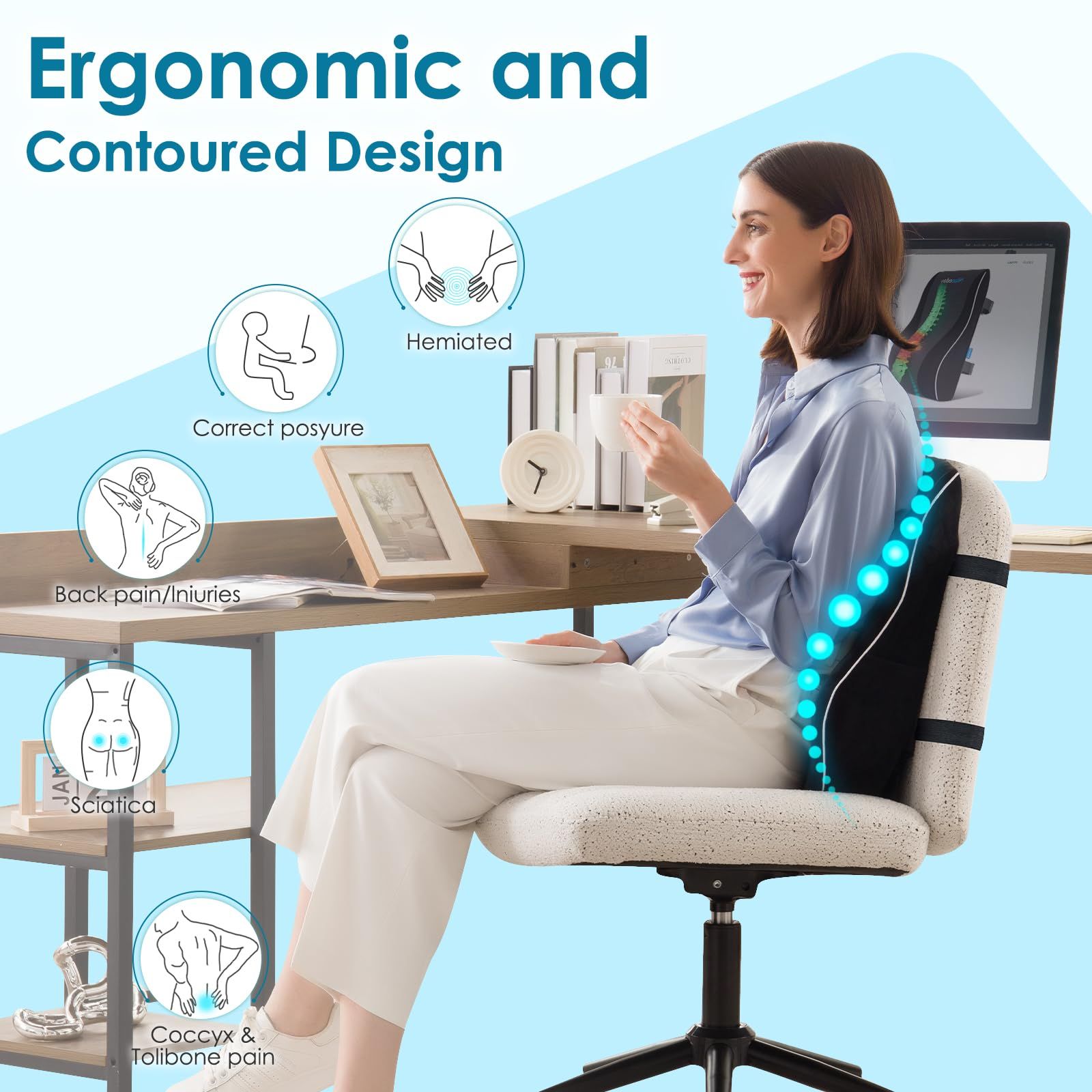 Niceeday 腰椎サポート クッション オフィスチェア用 車用 脊椎用
