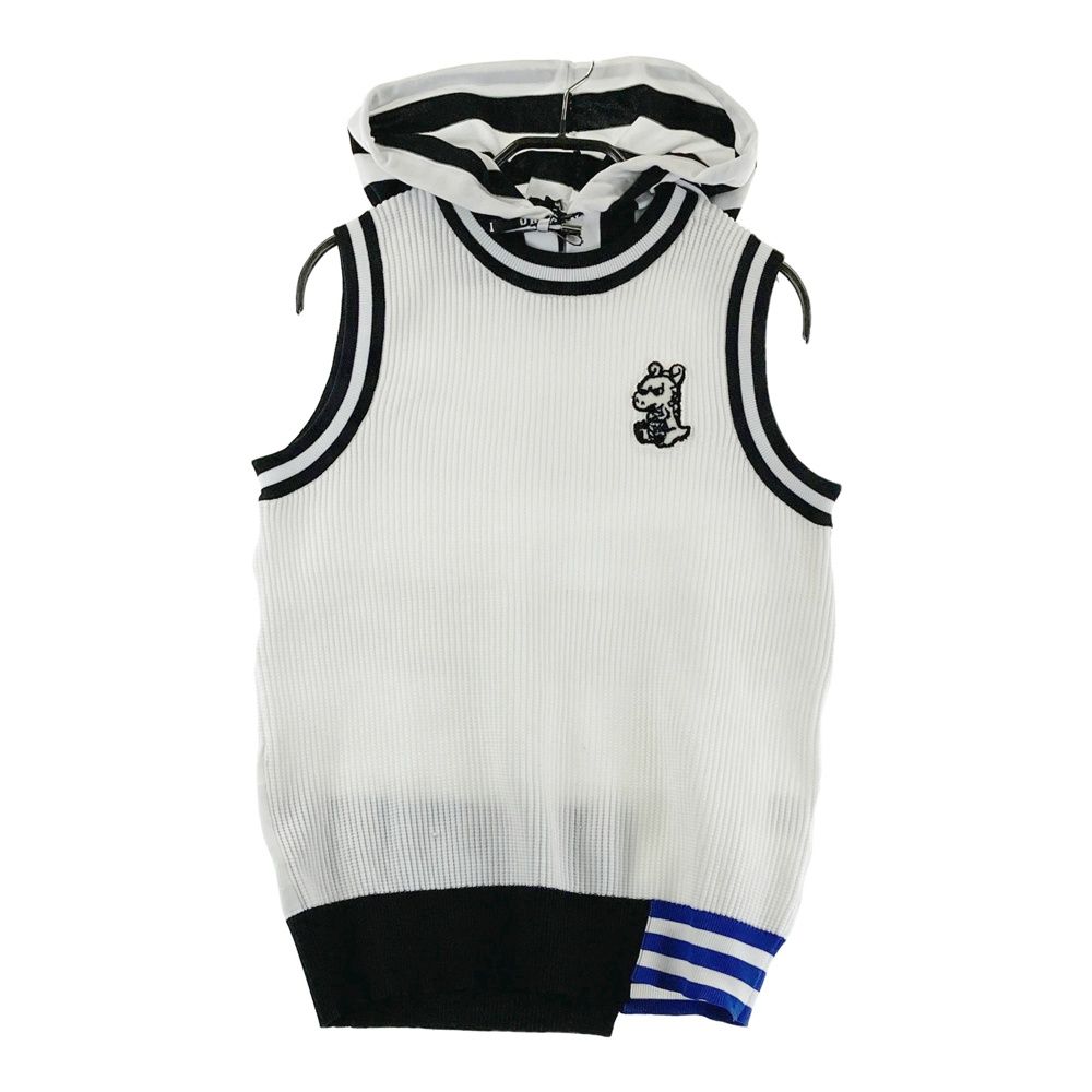 サイズ 2 DANCE WITH DRAGON ダンスウィズドラゴン フード付 ニットベスト チビドラ ホワイト系 ゴルフウェア レディース ストスト