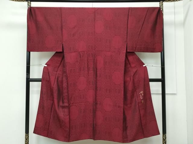 ▽ 上 男性 前田仁仙 仁仙更紗 お召 単衣 キングサイズ 花絵皿文 s 6