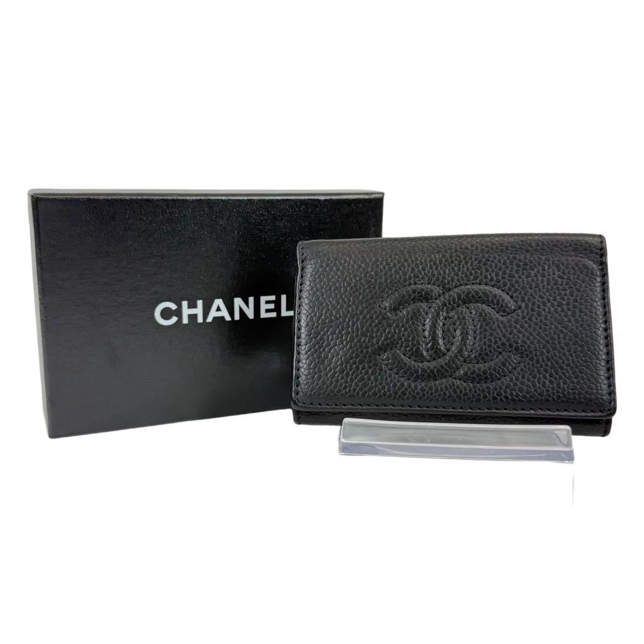 ヴィンテージ CHANEL シャネル キャビアスキン 6連 キーケース ココマーク 4番台 ブラック 黒色 ゴールド金具 レザー 本革 レディース メンズ ユニセックス 男女兼用 1990年代前半 き