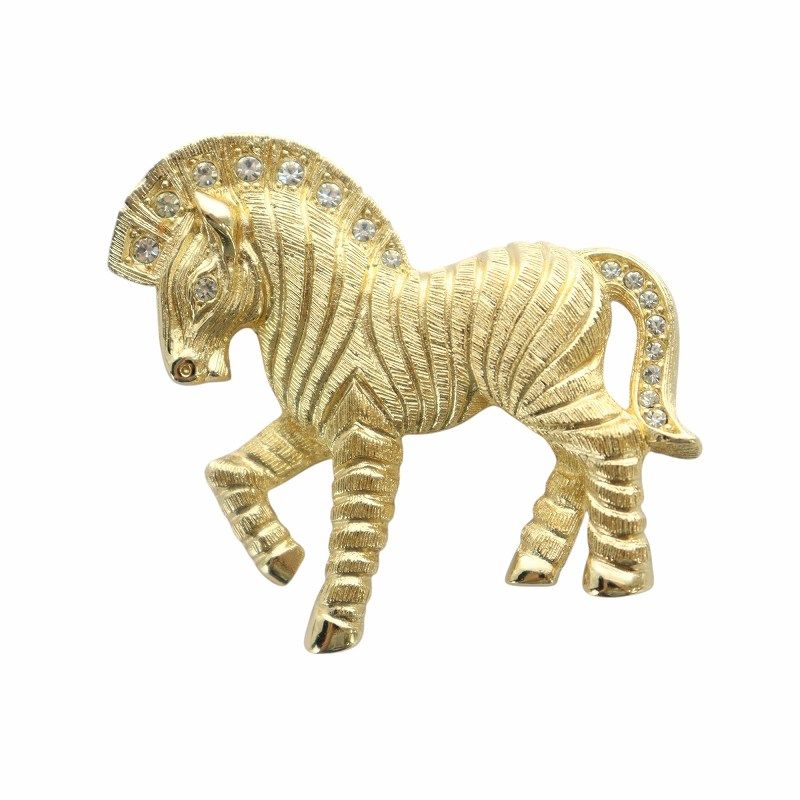 希少✨️美品✨️ディオール●ブローチ●ホース●ラインストーン●ゴールド●馬 未使用品✨ Dior ブローチ 馬 ホース ラインストーン 希少 刻印 ゴールド
