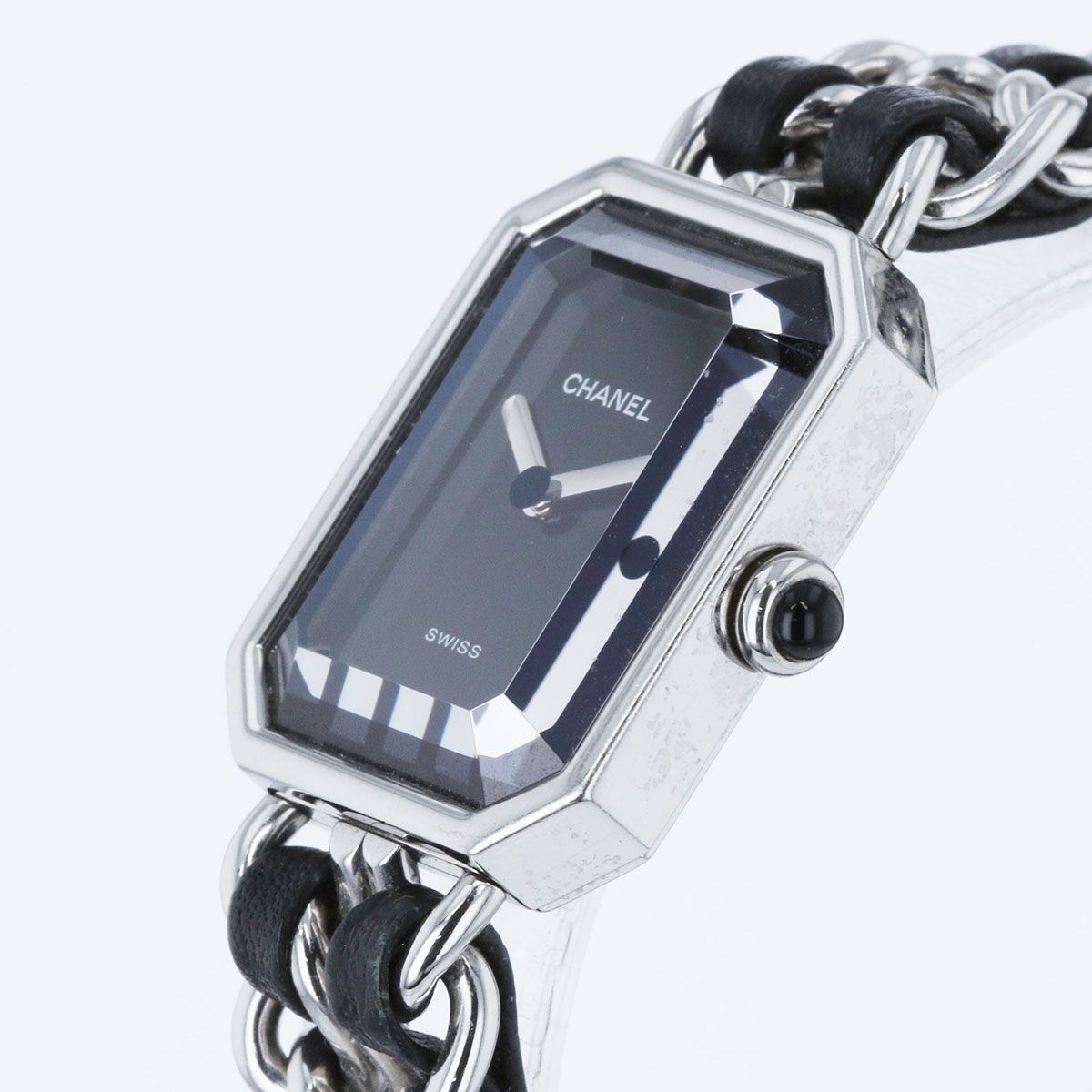CHANEL シャネル プルミエール L 腕時計 H 0451 レディース レザー ステンレススチール ブラック シルバー