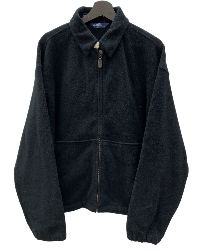 ラルフローレン RalphLauren ポロ POLO 90’s 90年代 フリース スウィングトップ FLEECE SWING TOP ジップアップ BLACK 黒 ジャケット ロゴ ブラック Lサイズ 104 MT-2509