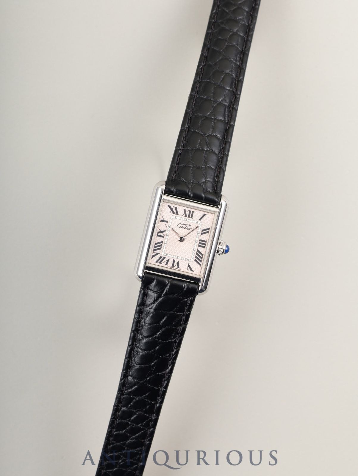 カルティエ マストタンク MM | 2416 クォーツ Cal.057 SV 925 革 Dバックル SS ピンクローマン 文字盤 SWISS MADE表記 オーバーホール済み