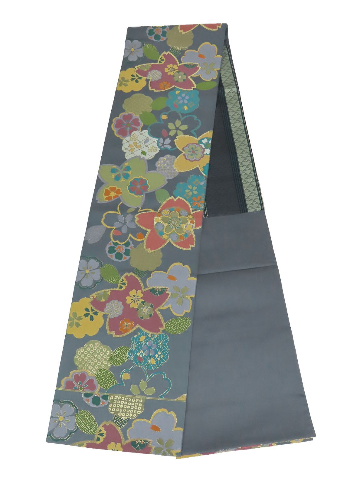 となみ織物 仙福屋 超長尺 大きめ 496 cm 袋帯 中継ぎ 六通柄 ♥ 仕立て上 b 3611 eryas