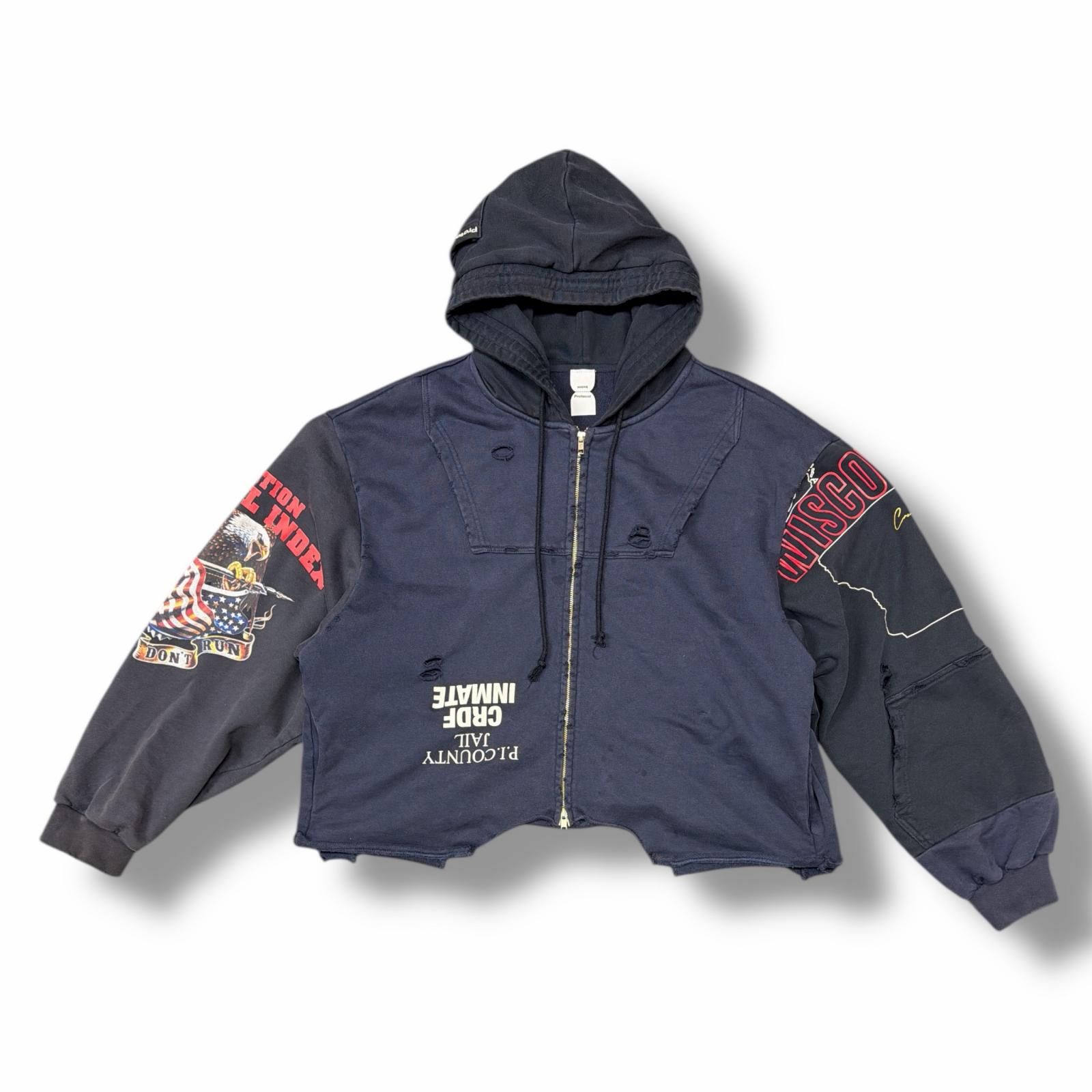 Protocol Index 25 AW UPSIDE DOWN ZIP HOODIE アップサイドダウンジップフーディー パーカー プロトコルインデックス ネイビー 3 6479 M