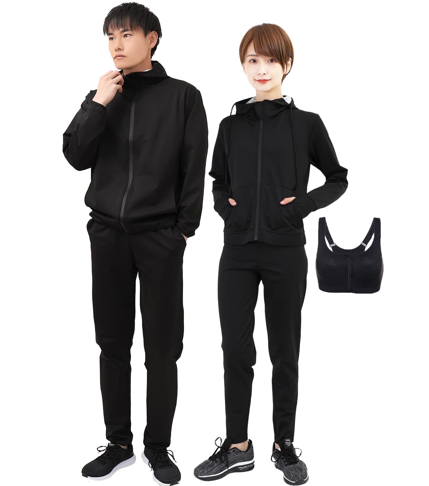 Smarty 世界代表選手も愛用-動画付 サウナスーツ レディース メンズ ダイエット 上下セット ３点セット 洗濯可 大量発汗 ランニング ウォーキング スポーツブラ付 エクササイズ