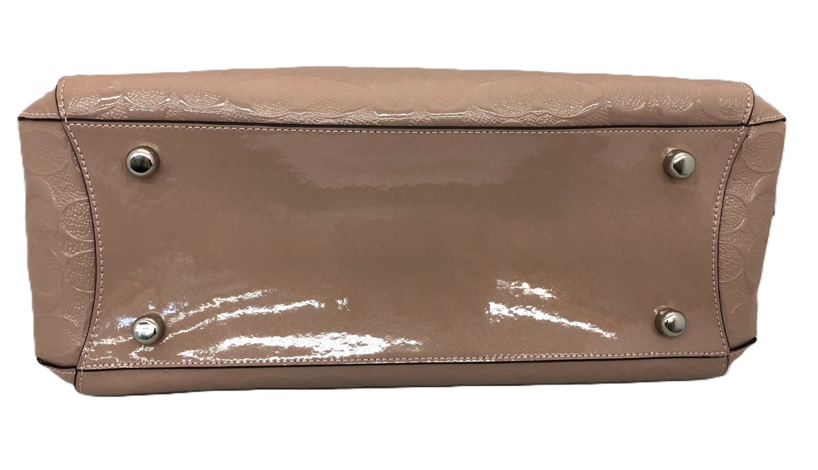 Coach Signature Patent Leather 2-Way Handbag Brown Women