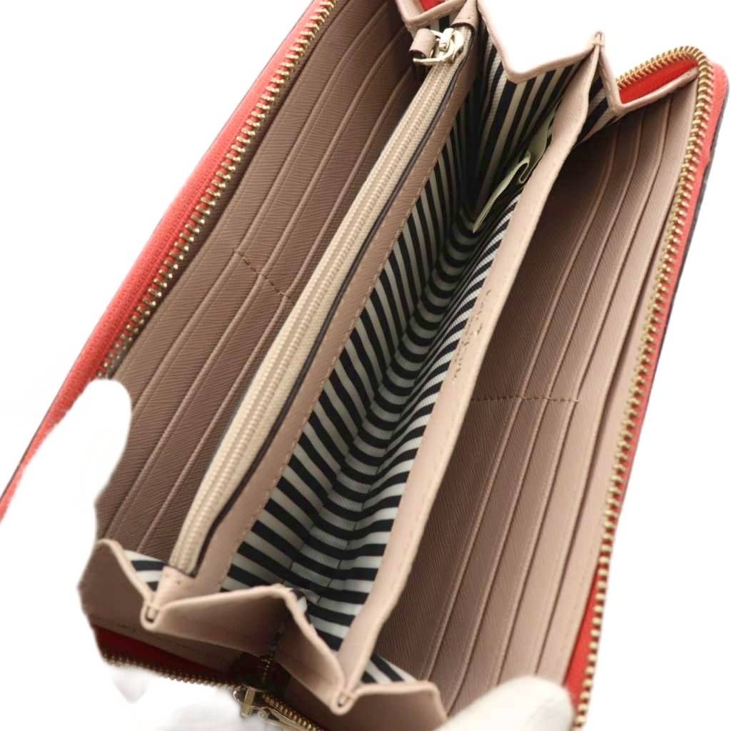 Kate Spade ケイトスペード 長財布 赤×ベージュ ラウンドファスナー ケイトスペード KATE SPADE 長財布 ラウンドファスナー 赤 レッド