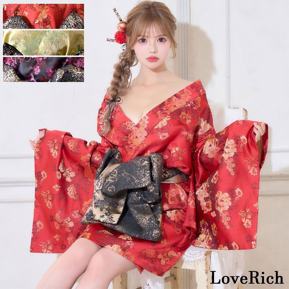 LoveRich ラブリッチ 【高級ライン】【3カラー/2点セット】艶花 花柄