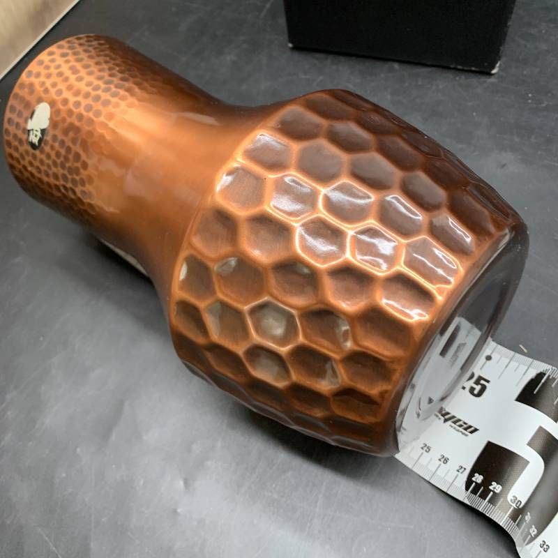 茶色い銅製フラスコ型花瓶 元箱付き 茶色い銅製フラスコ型花瓶 元箱