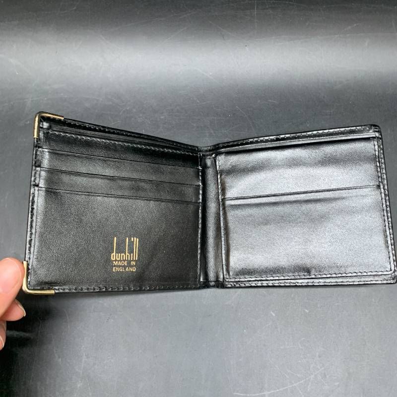 Y350 ダンヒル / dunhill ロゴプレート レザー 二つ折り財布 札入れ