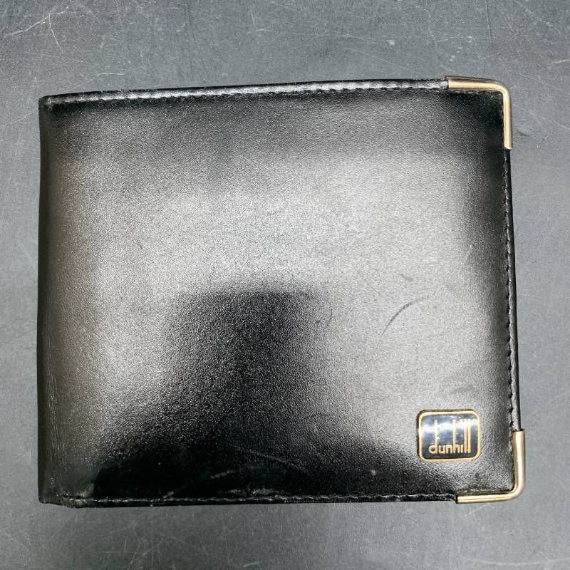 Y350 ダンヒル / dunhill ロゴプレート レザー 二つ折り財布 札入れ