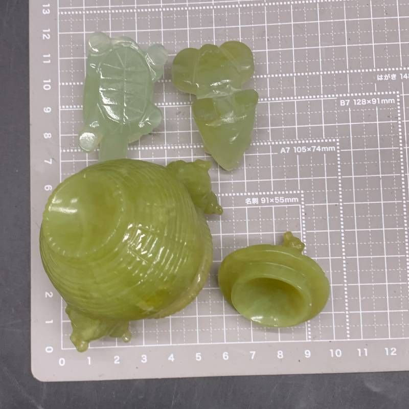 R397 中国古玩 翡翠 3点セット 中国 玉石 香炉/蓋物 緑石 骨董品 玉石