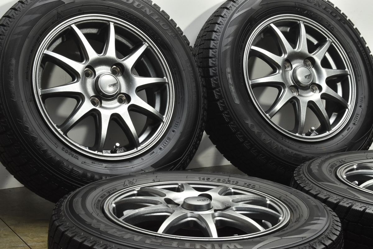 スタッドレス SPORT ABELIA 13 in 4.00 B 43 PCD 100 ダンロップ ウィンターマックス WM 02 145|80 R N-BOX アルト ワゴンR タント