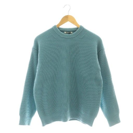 オーラリー AURALEE WOOL RIB KNIT BIG P|O ニット セーター 0 ブルー |DF OS