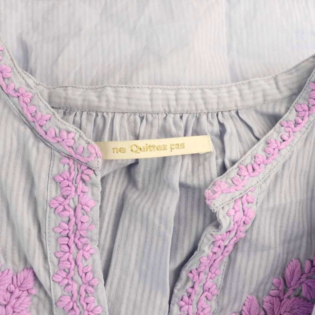 ヌキテパ NE QUITTEZ PAS! チカン刺繍 ブラウス ストライプ 長袖