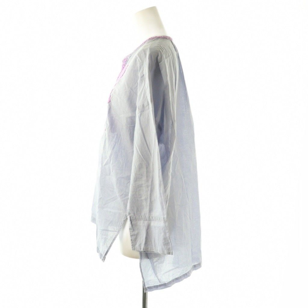 ヌキテパ NE QUITTEZ PAS! チカン刺繍 ブラウス ストライプ 長袖