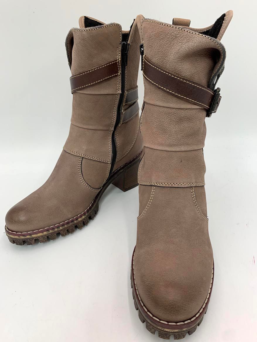 ♥品 MANAS マナス レザー ダブルフェイスコンビワークデザイン ショート ブーツ size 36|ブラウン系 ◎レディース