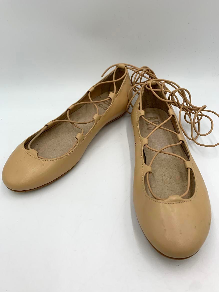 RBS アールビーエス Ray BEAMS 日本製 牛革 レースアップ バレエ シューズ size 35|ベージュ ◎レディース