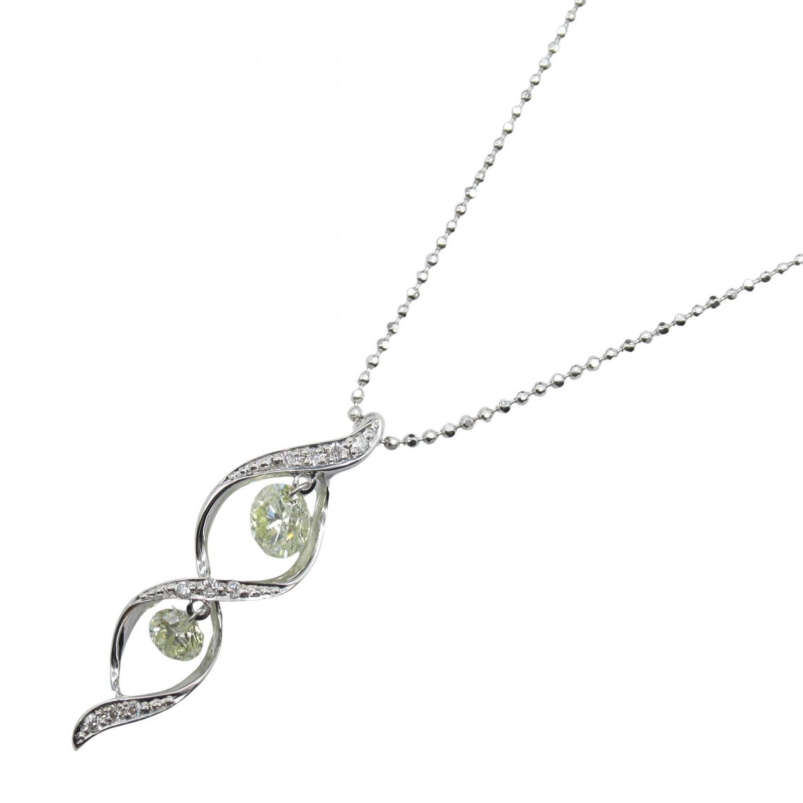 ジュエリー JEWELRY ネックレス ダイヤモンド ﾀﾞｲﾔ 3.3 g 首回45.5㎝ K 18 WG ホワイトゴールド レディース A