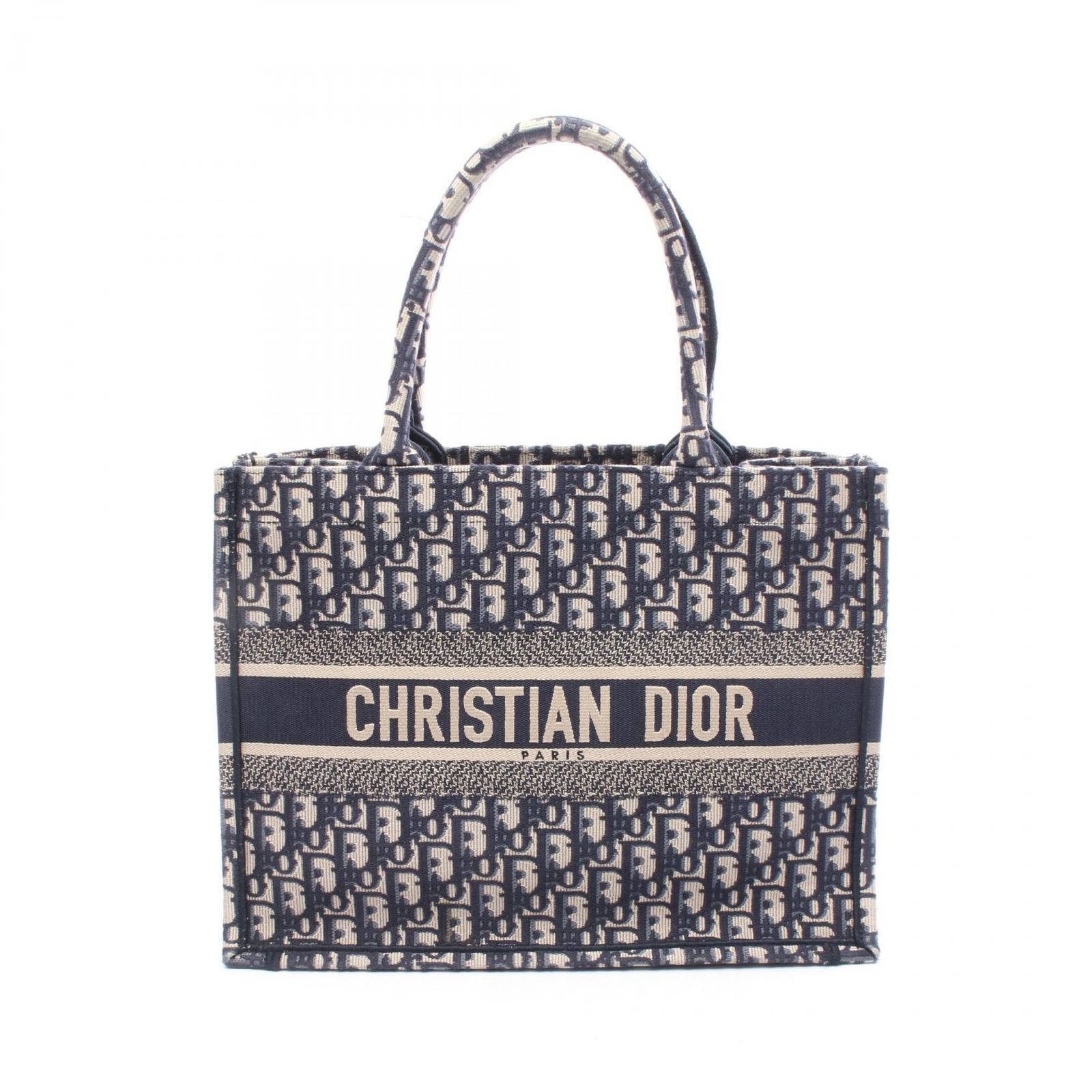 ディオール Dior トートバッグ BOOK TOTE ブックトート ミディアム ネイビー キャンバス レディース A
