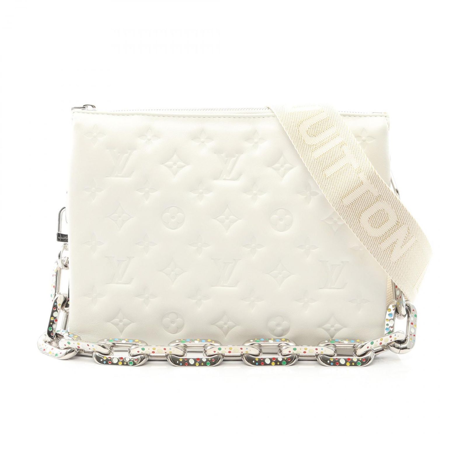 ルイ ヴィトン LOUIS VUITTON ショルダーバッグ LV × YK クッサンPM M 21619 ホワイト ラムスキン 羊革 LV×YK レディース A