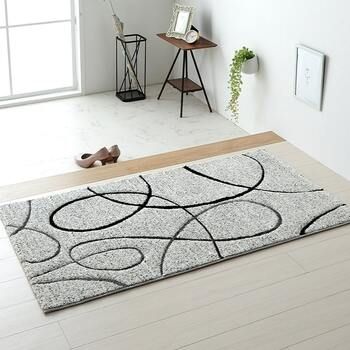 ラグ トルコ製 ウィルトン織り カーペット ラグ 絨毯 長方形 リーフ柄