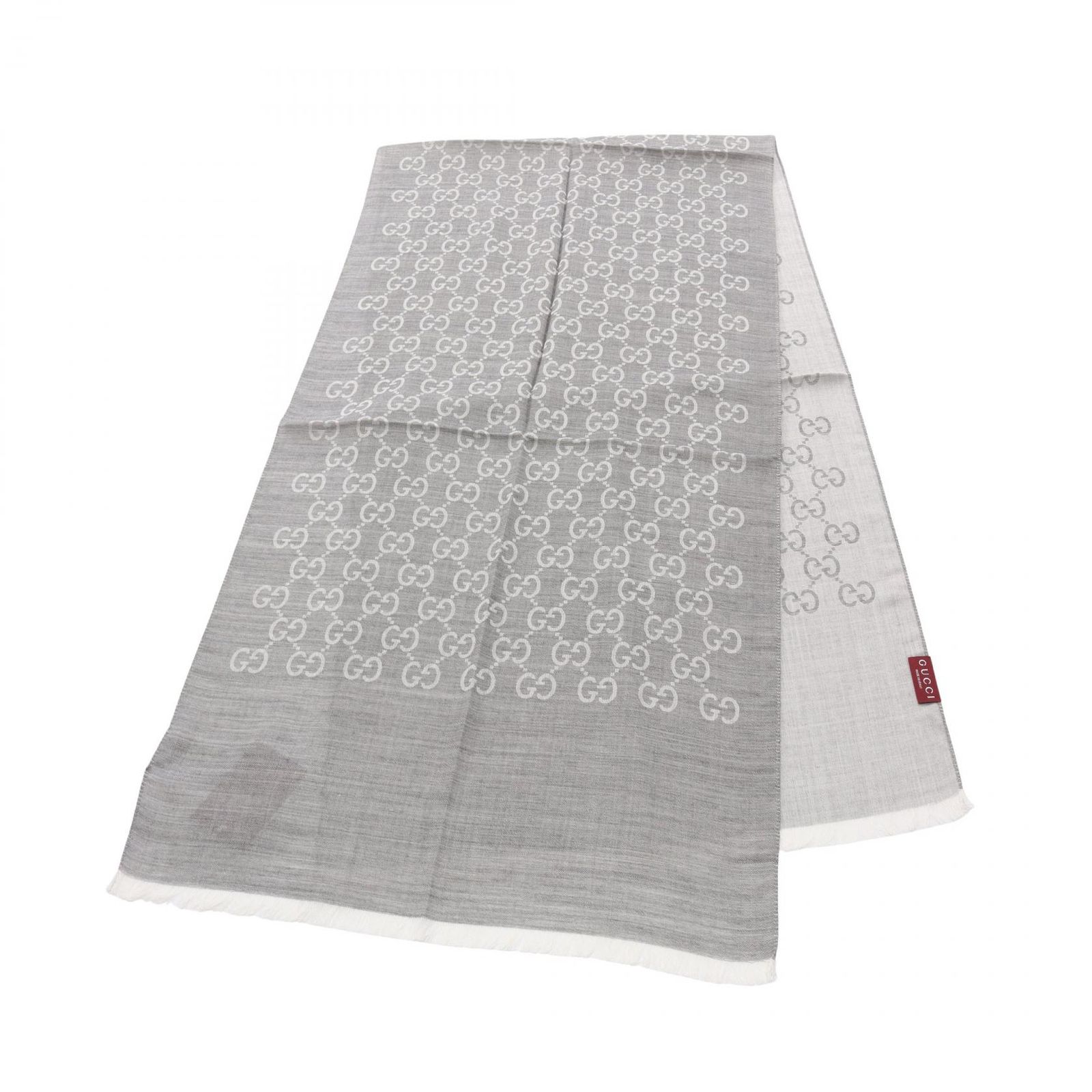 グッチ GUCCI ストール GG柄 グレー ウール シルク ユニセックス