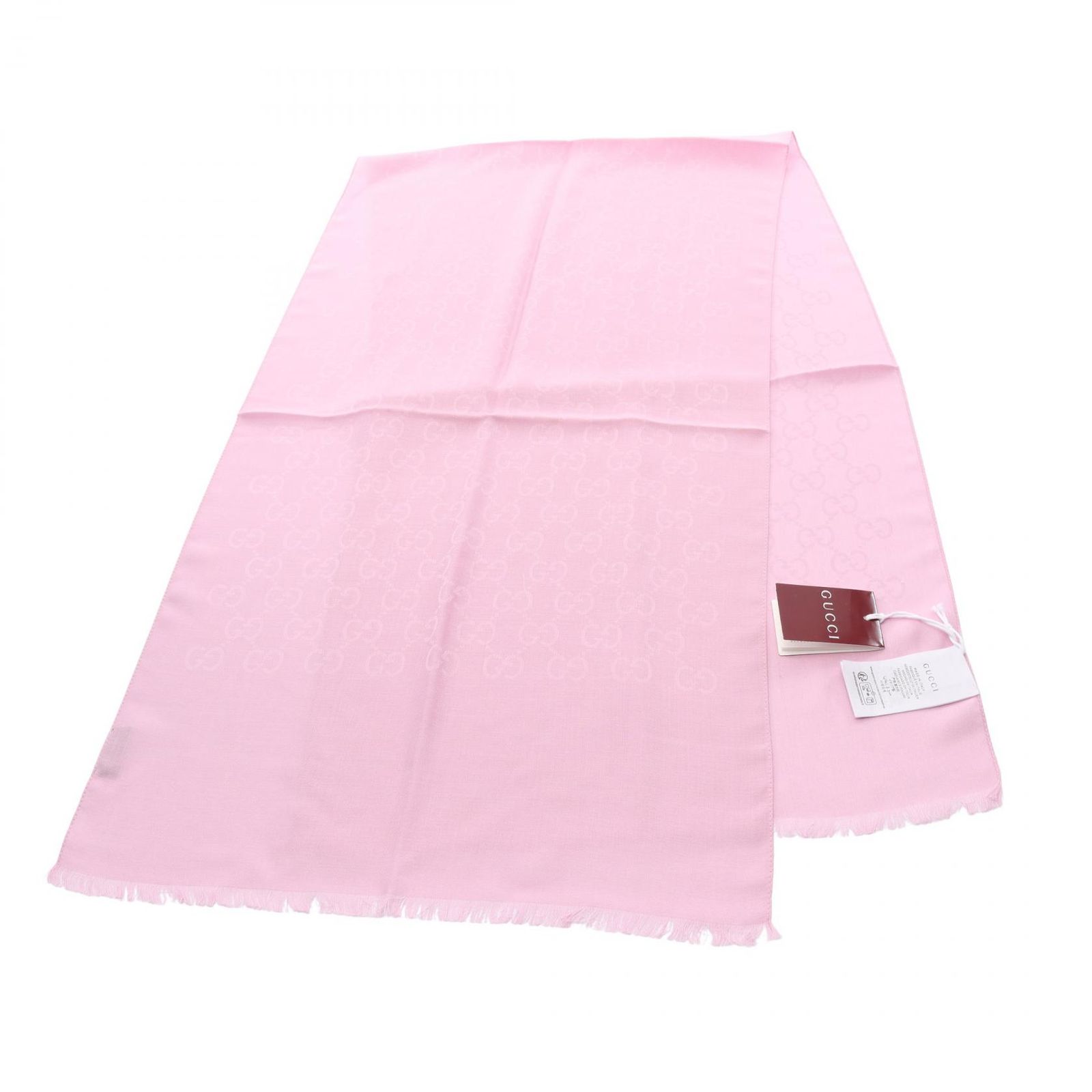 グッチ GUCCI ストール GG柄 ピンク ウール シルク レディース