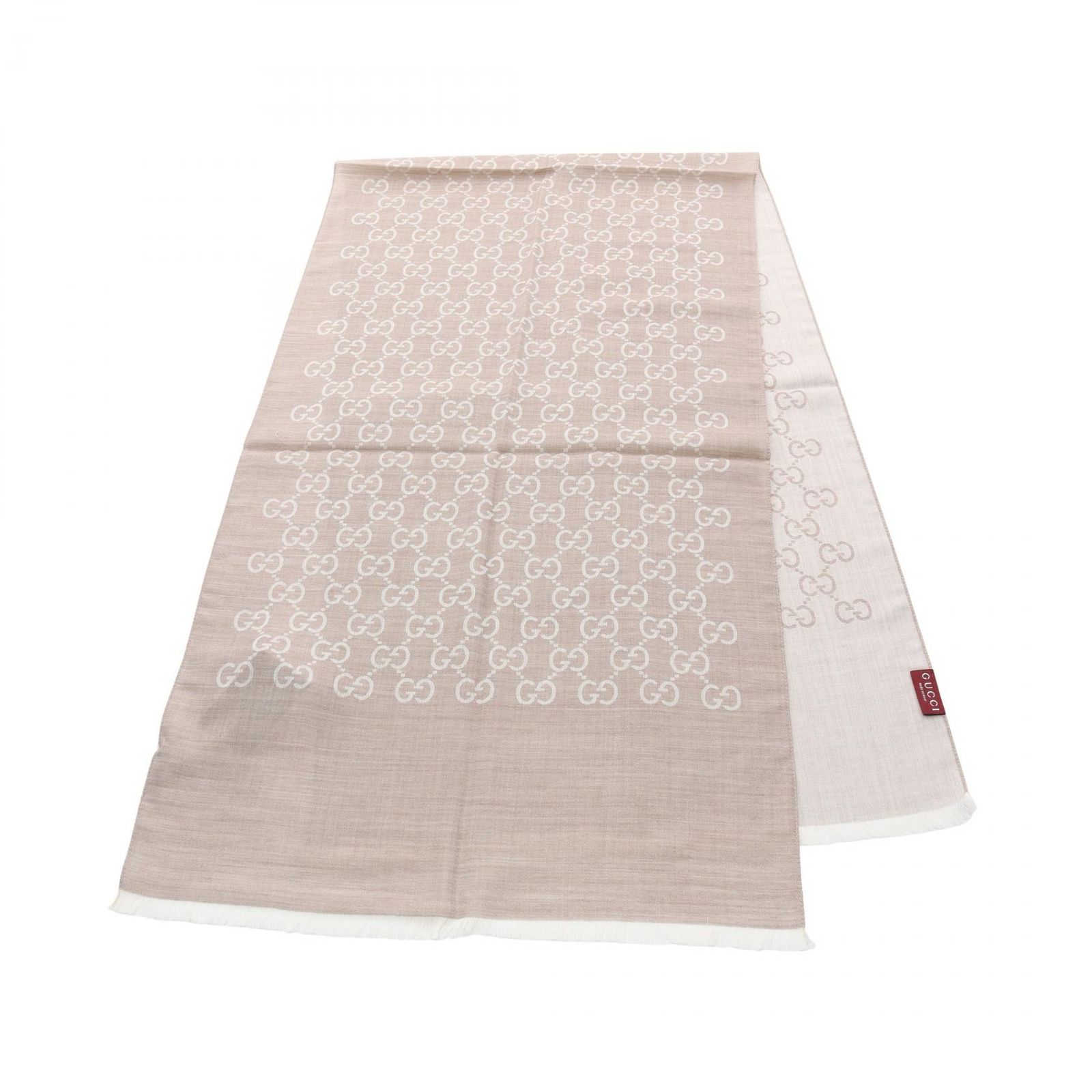 グッチ GUCCI ストール GG柄 ベージュ ウール シルク ユニセックス