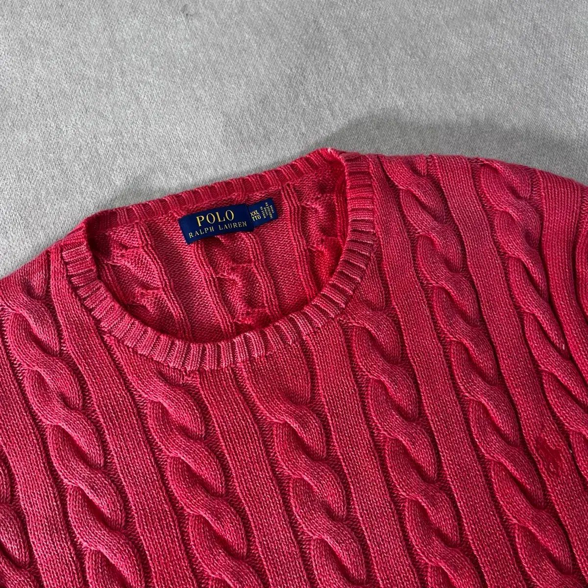 110 ポロラルフローレン レッド ケーブル編み ニット