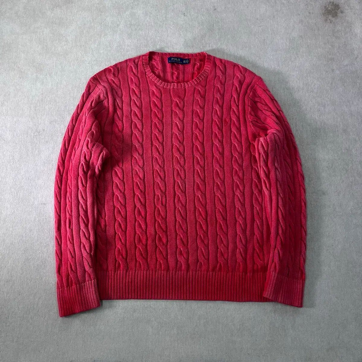 110 ポロラルフローレン レッド ケーブル編み ニット
