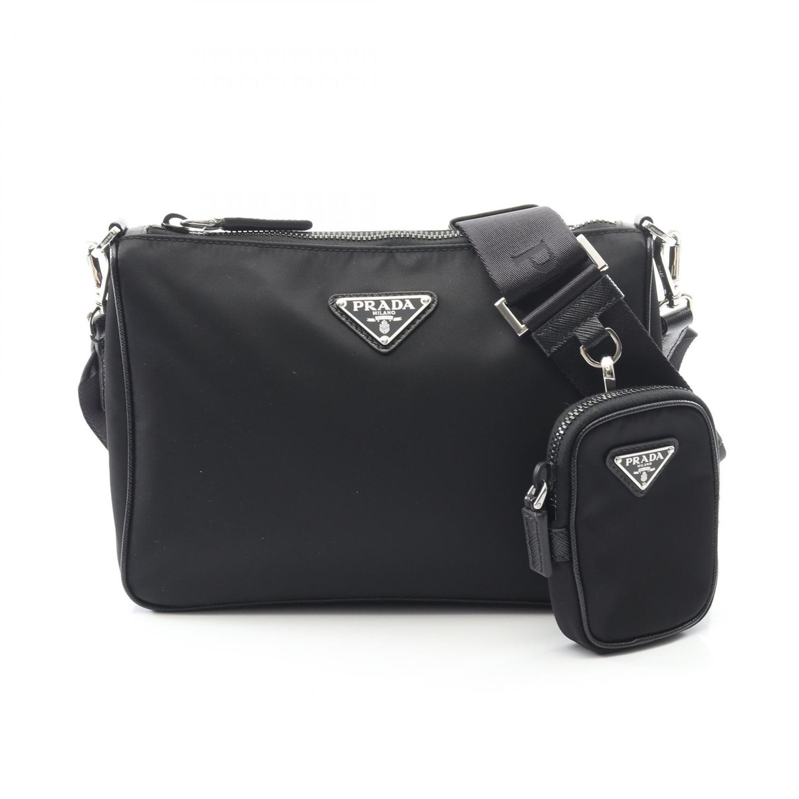 プラダ PRADA ショルダーバッグ Re-Nylon 2 VH 113 ブラック ナイロン サフィアーノレザー トライアングルロゴ ユニセックス A