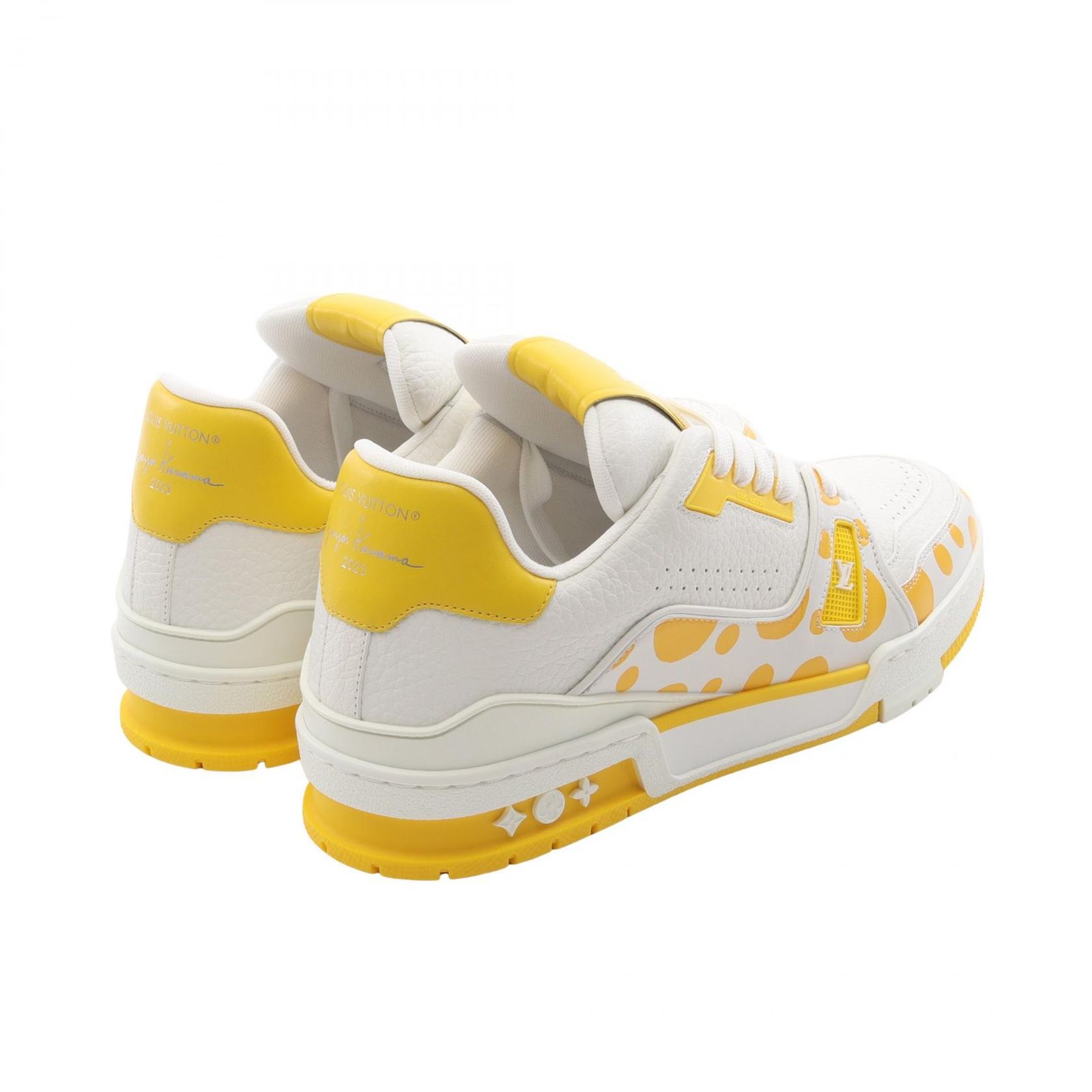 ルイ ヴィトン LOUIS VUITTON スニーカー × yayoi kusama LVトレイナーライン インフィニティドット ホワイト イエロー レザー メンズ A