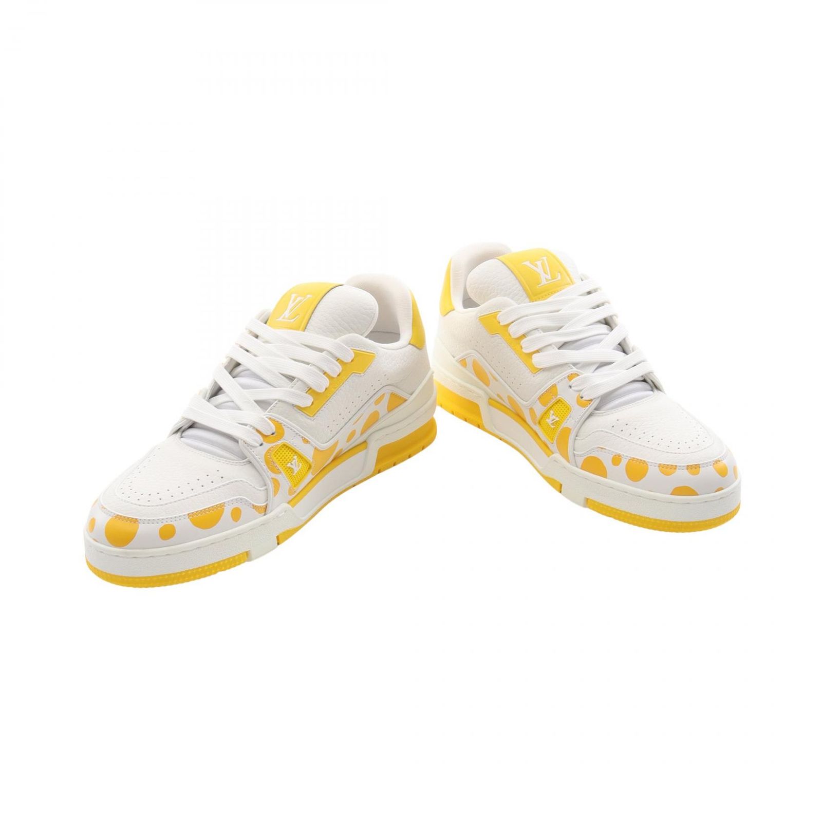  ルイ ヴィトン LOUIS VUITTON スニーカー × yayoi kusama LVトレイナーライン インフィニティドット ホワイト イエロー レザー メンズ A スニーカー 靴